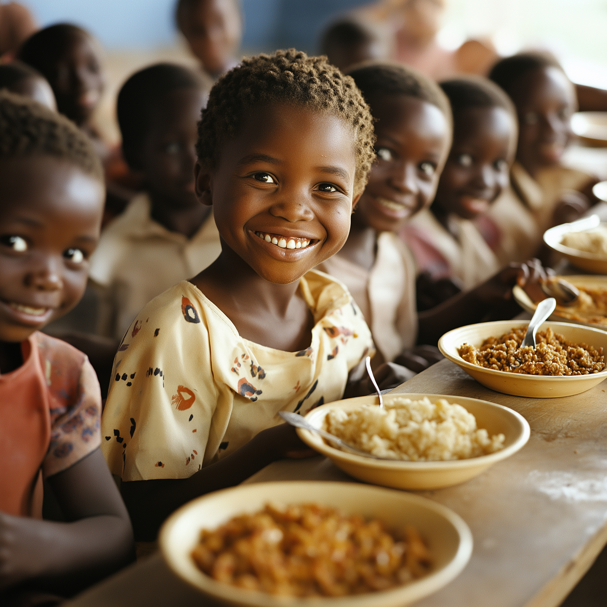 Children enjoying a community meal - demonstrating our methodology in action